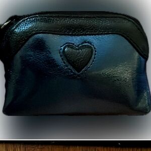 Brighton Black Leather Blue Metallic Coin Purse 💙🖤 3.5x2.5. I N